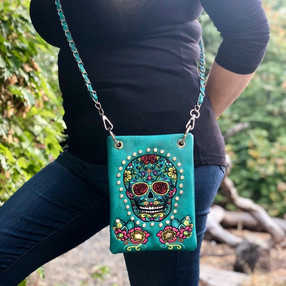 Designer handbag teal skull - Picture 2 of 2